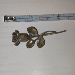 Vintage Sterling Silver Rose Blossom Brooch Pin